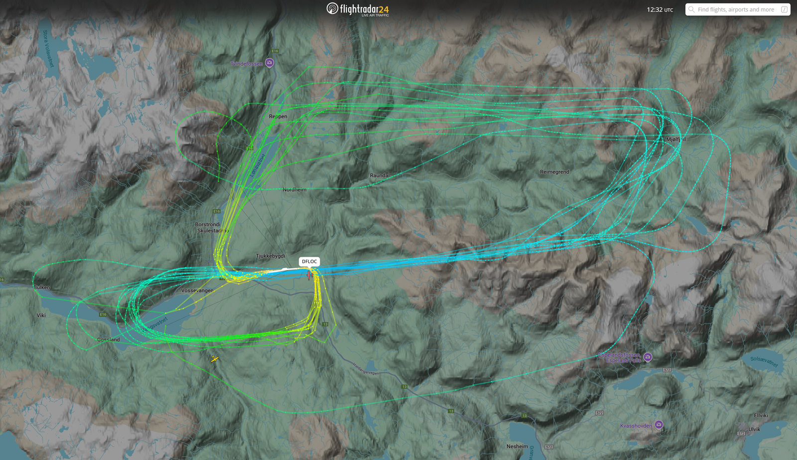 Støysoner og flyruter over Voss
